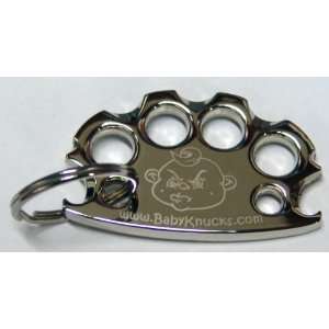 Babyknucks Baby Self Defense Silver Knuckles Charm Key Ring ENGRAVING 