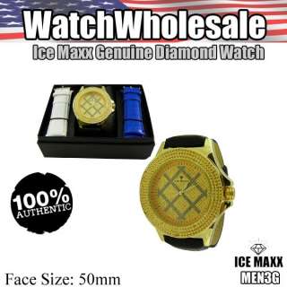 Ice Maxx Genuine Diamond Bling Hip Hop Watch Gold MEN3G  