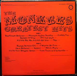 THE MONKEES greatest hits LP VG COS 115 Vinyl 1969 Record  