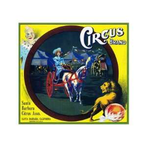 Santa Barbara, California, Circus Brand Citrus Label Giclee Poster 