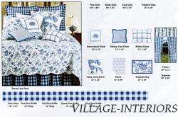 SALE! COUNTRY HOUSE BLUE & WHITE FLORAL TOILE QUEEN QUILT  