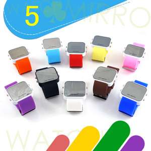 LOT 5 LED JELLY Silicone Sports Unisex Mirror Watch Cpy  