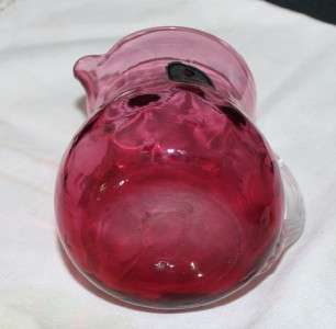 Pilgrim Glass Cranberry Mini Pitcher 3 1/2 Collectable  
