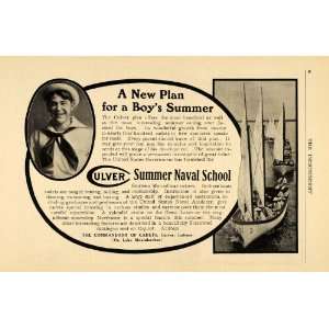  1908 Ad Culver Summer Naval School Boy Sailor Sailboat 