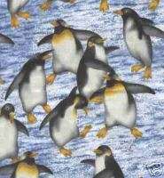 Dancing Penguins on Ice Nature Scape Quilt Fabric 1 Yd  
