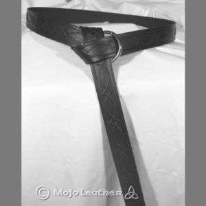 Embossed Leather Ring Belt 1 1/2 SCA LARP Renaissance  