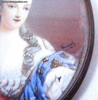 Antique Miniature Portrait Marie Antoinette Signed  