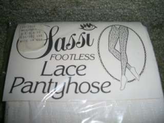 SASSI footless lace pantyhose white size M medium tall  