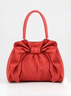 MELIE BIANCO handbag Ruffled GIFT Bow Satchel TOTE RED  