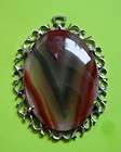 Vintage Natural Agate Brooch~Pin Gold tone Crown  