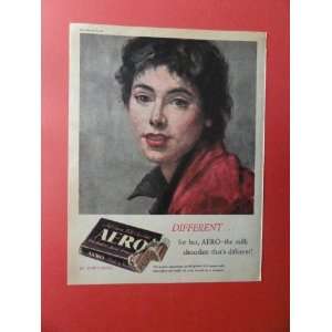 Aero milk chocolate. 1955 print ad (woman/painting.) Orinigal Magazine 