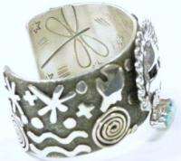 Navajo ALEX SANCHEZ Turquoise Sunface Kachina Bracelet  