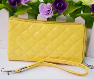 Fashion Cute Lady Artificial Leather Zipper Grid Coin Handle Wallet 
