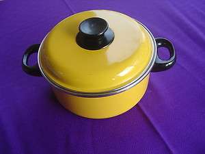 VTG Yellow Enamelware San Ignacio Pot Lid Pan Steamer  