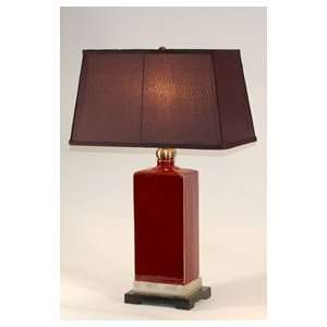 Burgundy Red Ceramic Rectangular Table Lamp with Black 