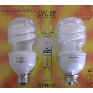  ElectroCFL Spiral CFL60 Energy Saving Light (uses 15W 