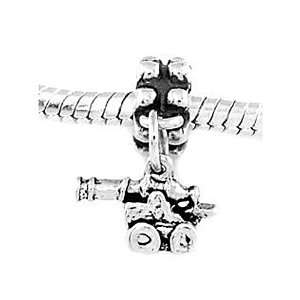  Sterling Silver Small Cannon Dangle Bead Charm: Jewelry