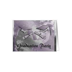  Graduation Party Invitation, Purple and Silver Cap and 