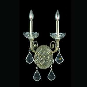 Crystorama 1482 HB CL SAQ Crystal Historic Brass Wall Sconce Majestic 