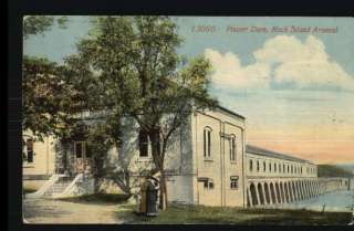 Old Postcard Rock Island Arsenal Dam Illinois/Iowa  