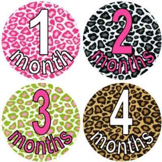 Monthly Onesie Baby Stickers Girl Cheetah Leopard Gift  
