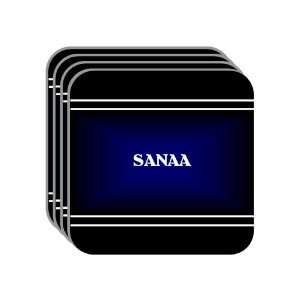 Personal Name Gift   SANAA Set of 4 Mini Mousepad Coasters (black 