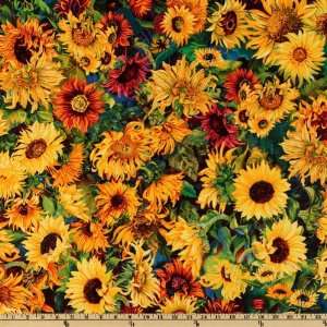   Sun Sunflower Garden Multi Fabric By The Yard: Arts, Crafts & Sewing