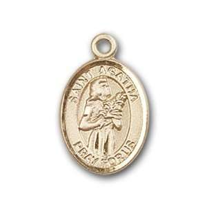   Lapel Badge Medal with St. Agatha Charm and Arched Polished Pin Brooch