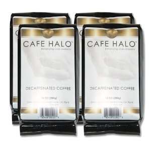 Cafe Halo French Roast Decaf Ground Coffee, 10 Ounce Bags (Pack of 4 
