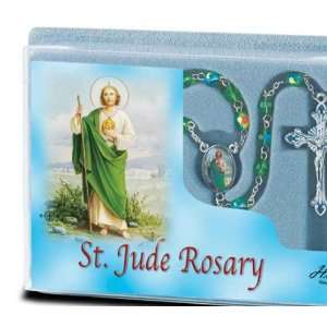 St. Jude Green Crystal Beads Deluxe Specialty Rosary, Patron Saint of 