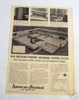 1955 AMERICAN STANDARD HOT WATER HEAT BASEBOARD AD ART  