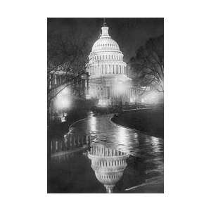  The US Capitol Builing in a light night rain 12x18 Giclee 