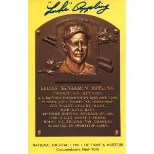 Luke Appling Autographed Baseball Hall of Fame Plaque Postcard  