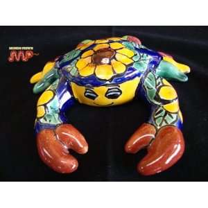 Ceramic Crab Pottery 6 1/2 (Beautiful Sunflower Seed Design)   Dia de 