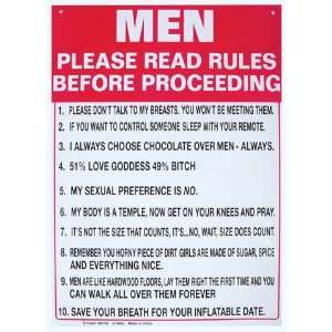  Mens Rules to Follow Tin Sign 11 X 8 