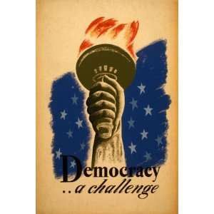 DEMOCRACY A CHALLENGE UNITED STATES AMERICAN US USA VINTAGE POSTER 