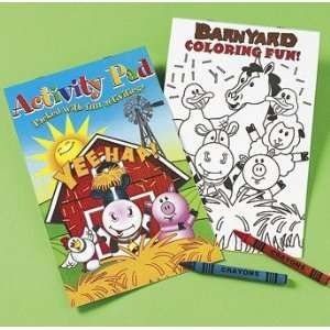  Farm Animal Activity Pads with Crayons (1 dz): Toys 