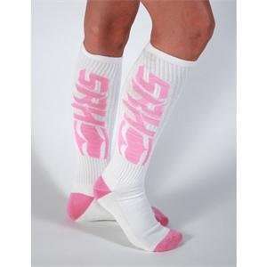  SRH Womens Racer Socks   One size fits most/White/Pink 