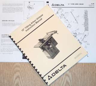 DELTA ROCKWELL 10 Unisaw Instructions and Parts Manual  