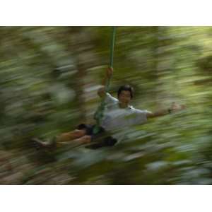 Rope Swing in the Jungle, Napo River Region,  Rain Forest 