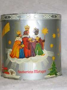 Vintage German Blue Santa Christmas Candy Biscuit Tin  
