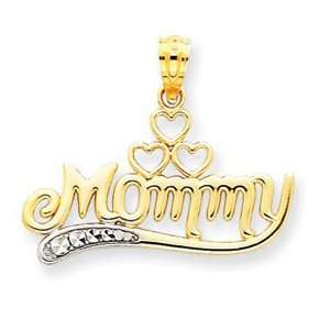  14k Yellow & Rhodium Gold Mommy Pendant Jewelry