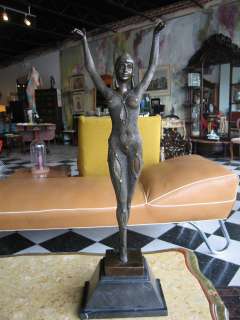 Vintage Art Deco STYLE Bronze Woman After DH Chiparus  