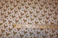 Dianna Marcum Rooster Print on Tan Quilt Craft Fabric  