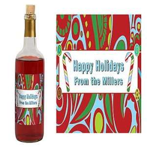  Sweet Holiday Paisley Personalized Wine Bottle Labels 