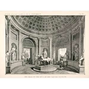  1882 Wood Engraving Hall Biga Vatican Museum William Robert 