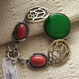   Vintage Chain Bracelet Faux Stone Reversed Embossed Xmas Gift  