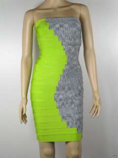 Sexy Lime ColorBlock Green&Gray Bodycon Bandage party strapless Dress 
