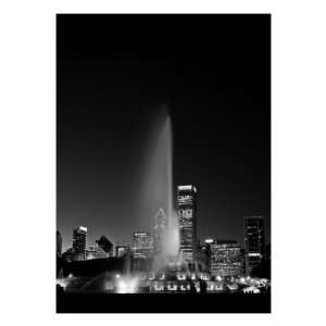 Chicagos Buckingham Fountain, Black & White, Port 