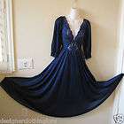 vtg olga blue nightgown robe peignoir set nylon size expedited